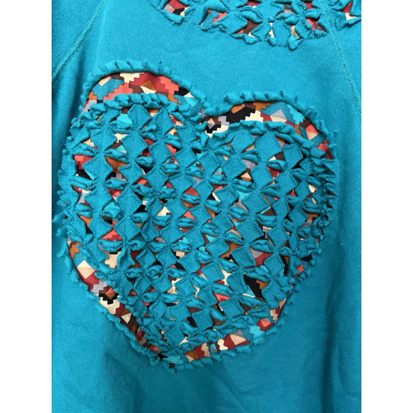 Vintage 80s Cut Out Peek-a-Boo Quilt Sweatshirt XL Farm Country Western - Picture 2 of 12